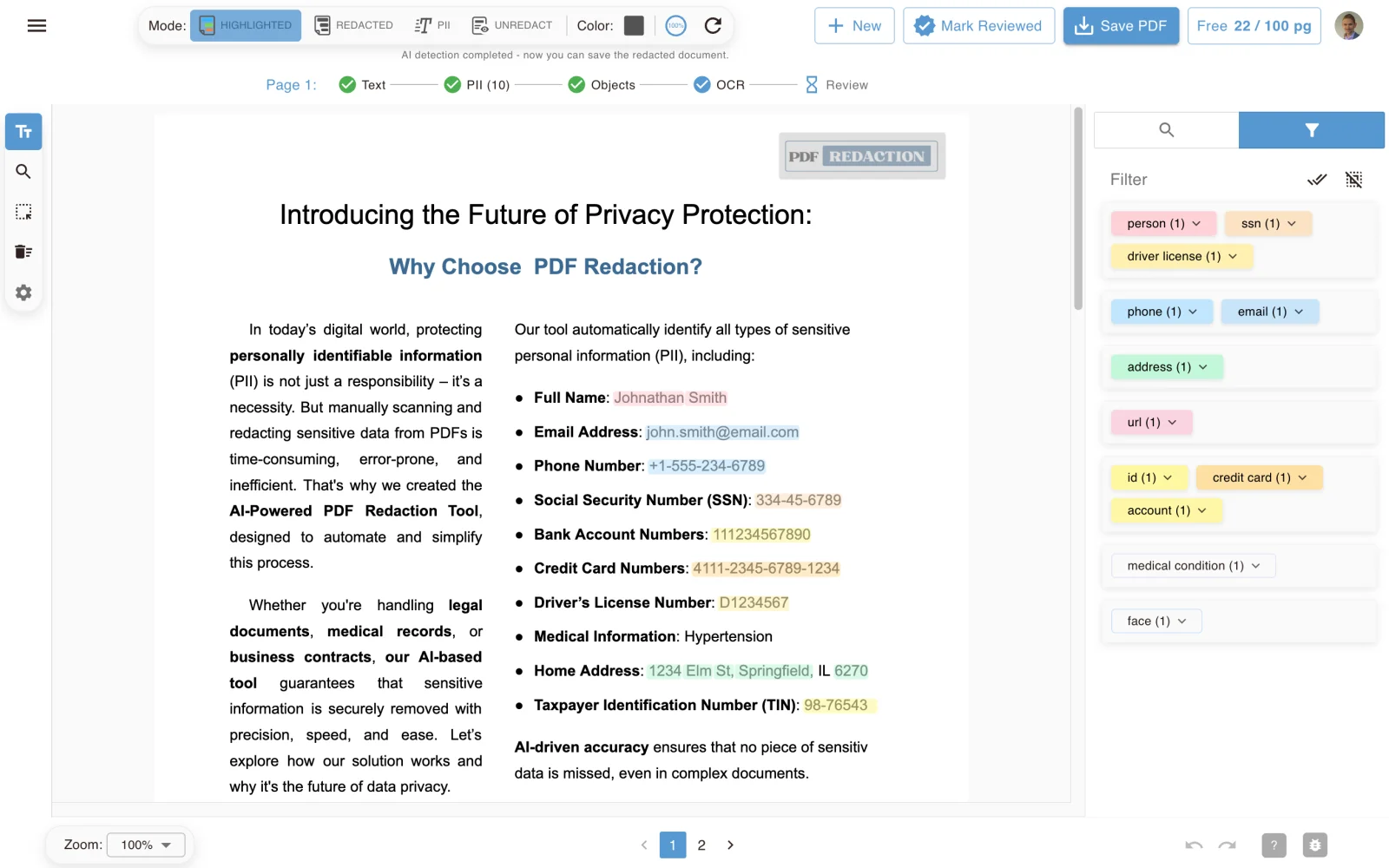 PDF Redaction preview