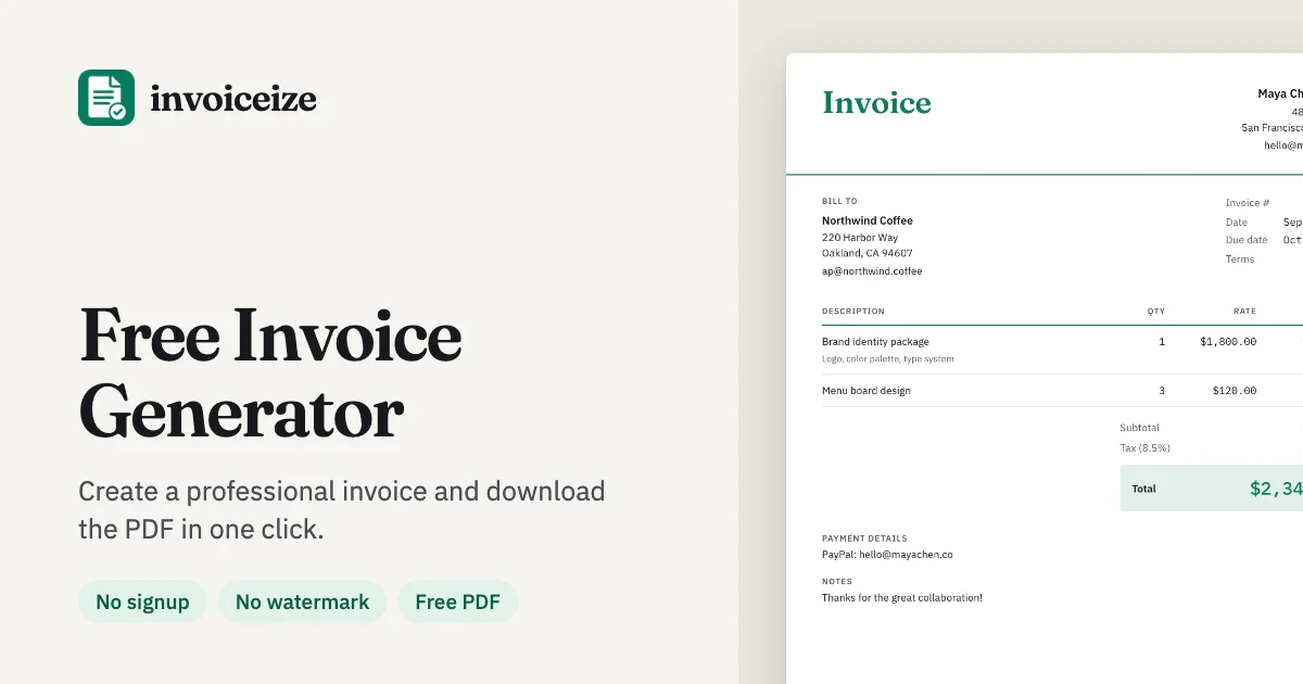 Invoiceize social preview