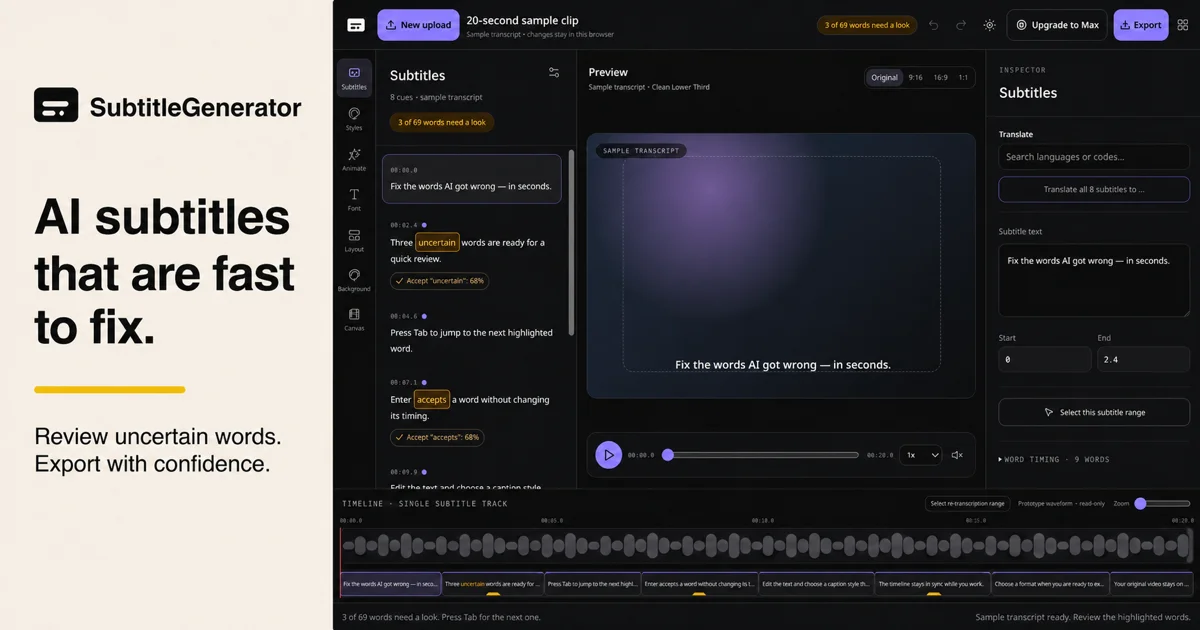 SubtitleGenerator social preview