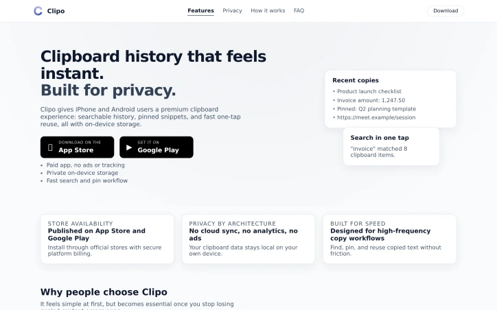 Preview of Clipo - Clipboard & Keyboard