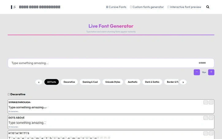 Preview of Live Font Generator