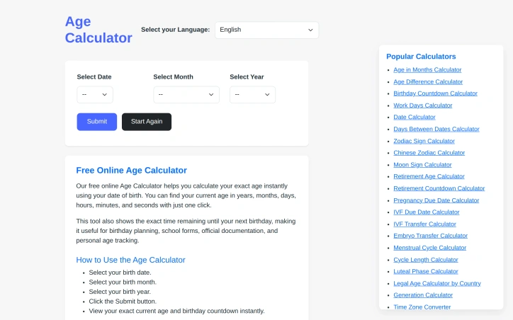 Preview of Age Calculator