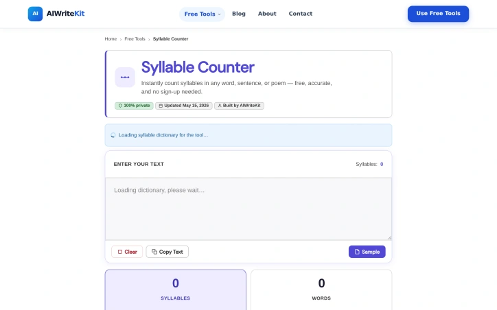 Preview of Syllable Counter