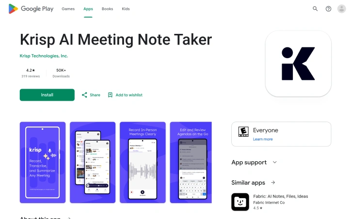 Krisp AI Note Taker Mobile preview