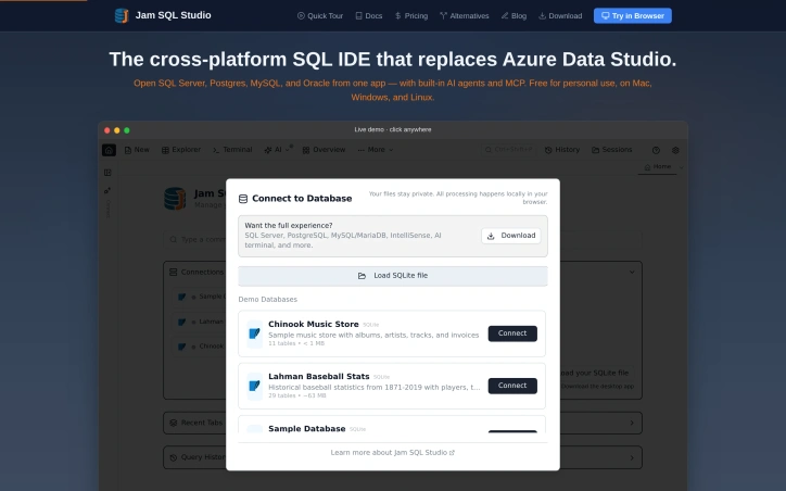 Jam SQL Studio preview