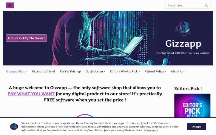 Gizzapp PAY WHAT YOU WANT software store   preview