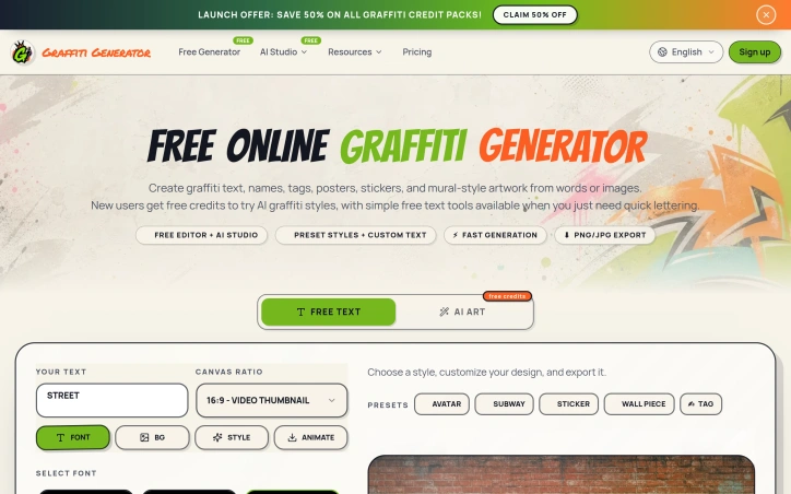 Preview of AI Graffiti Generator