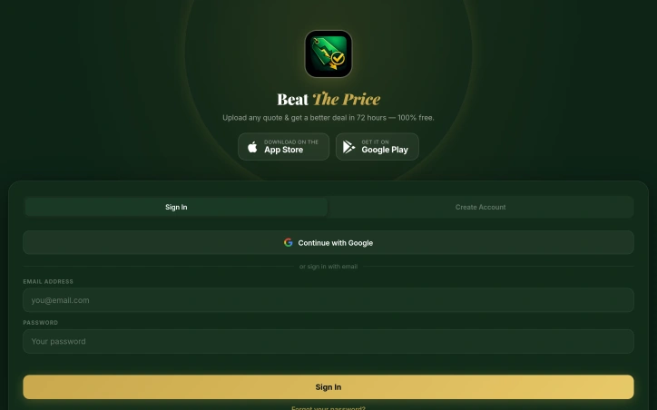 Preview of Beat The Price App