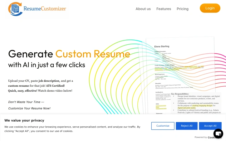 Preview of ResumeCustomizer