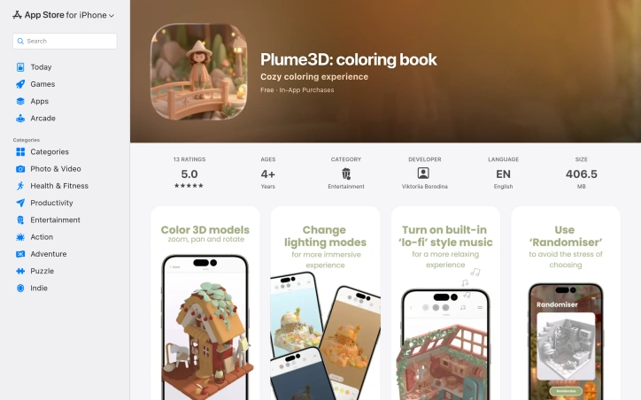 Preview of Plume 3D: coloring book 
