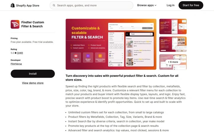 Preview of Findter Custom Filter & Search