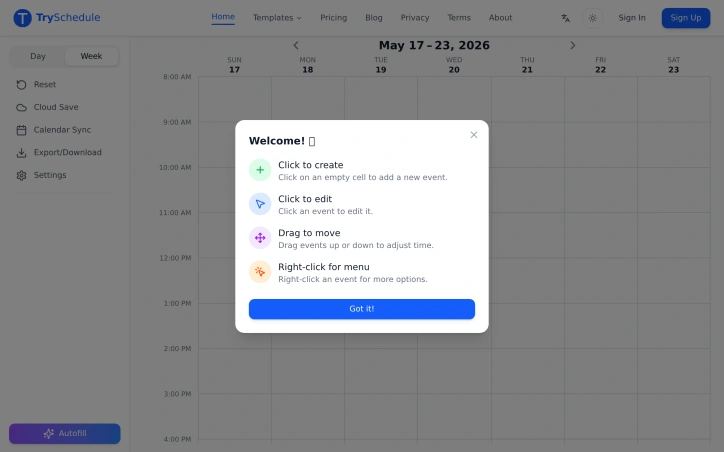 Preview of TrySchedule
