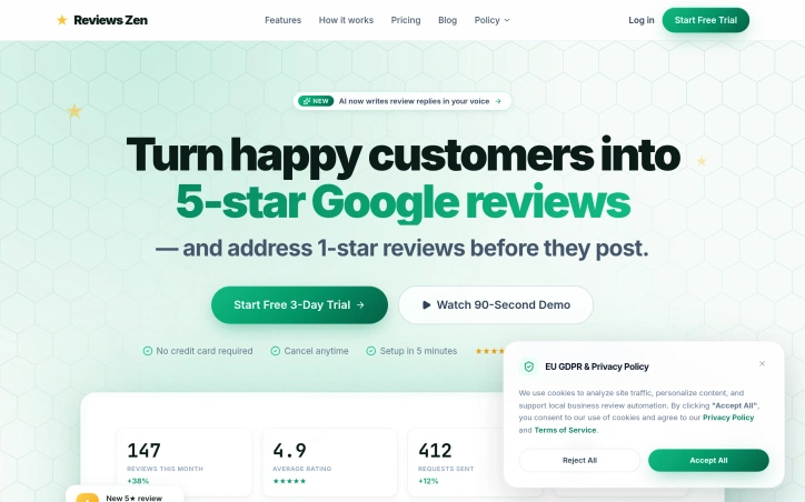 Preview of Reviews Zen — AI Review Management for Local Businesses