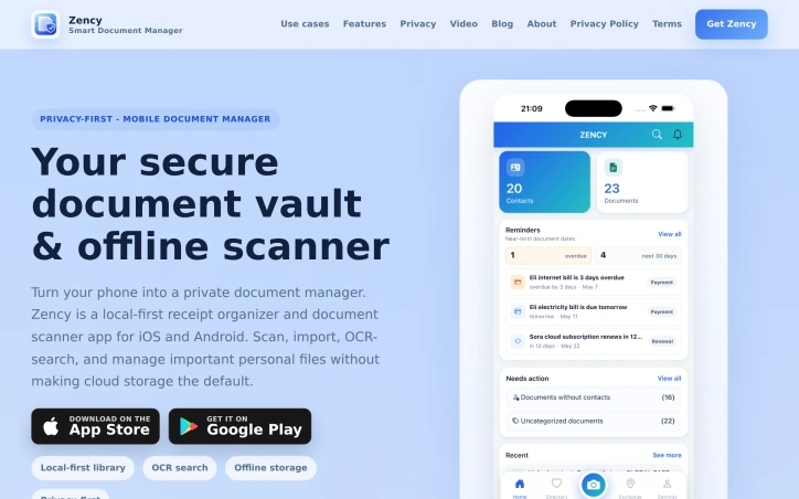 Preview of Zency - Smart Document Manager