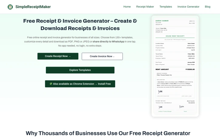 Simple Receipt Maker preview