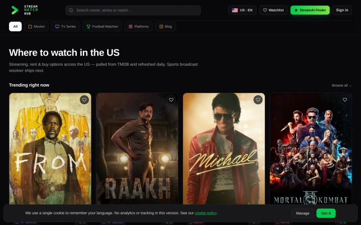 Preview of StreamWatchHub