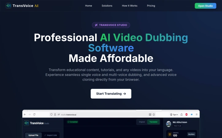 Preview of TransVoice Studio - AI Video Dubbing & Visual Translator