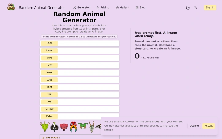 Preview of Random Animal Generator