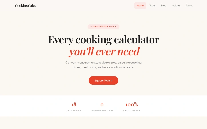 Preview of CookingCalcs