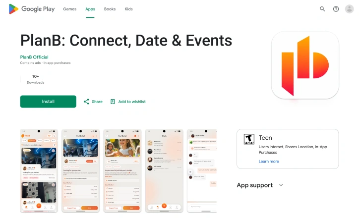 Preview of PlanB: Dating, Social & Plans