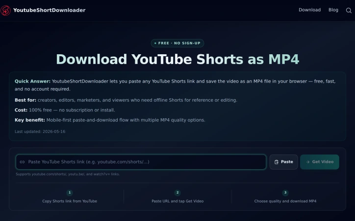 Preview of YouTube Shorts Downloader