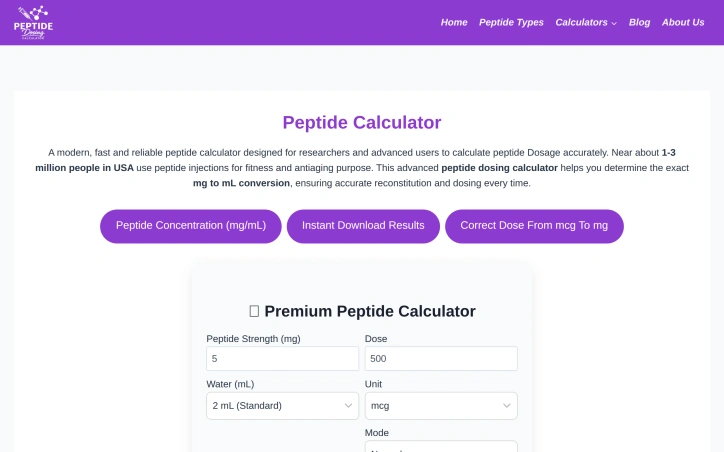 Preview of Peptide Calculator