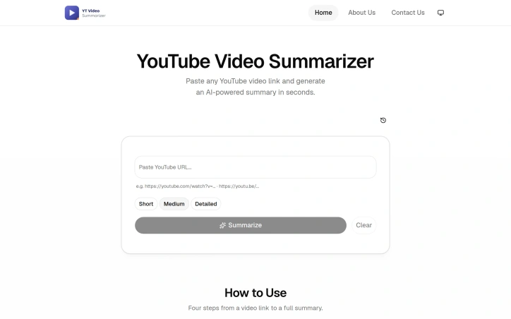 Preview of YT Video Summarizer