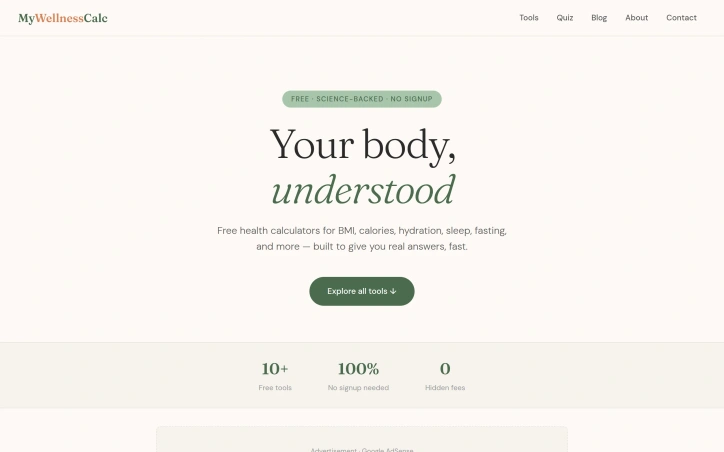 Preview of My Wellness Calc