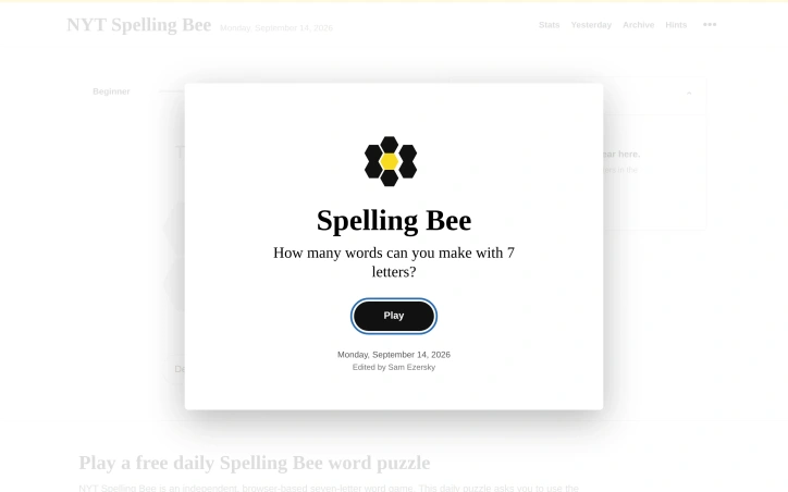 Preview of NYT Spelling Bee