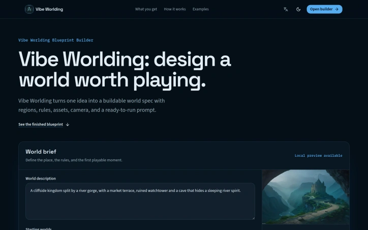 Preview of Vibe Worlding