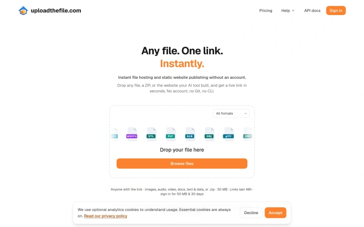 Preview of uploadthefile.com