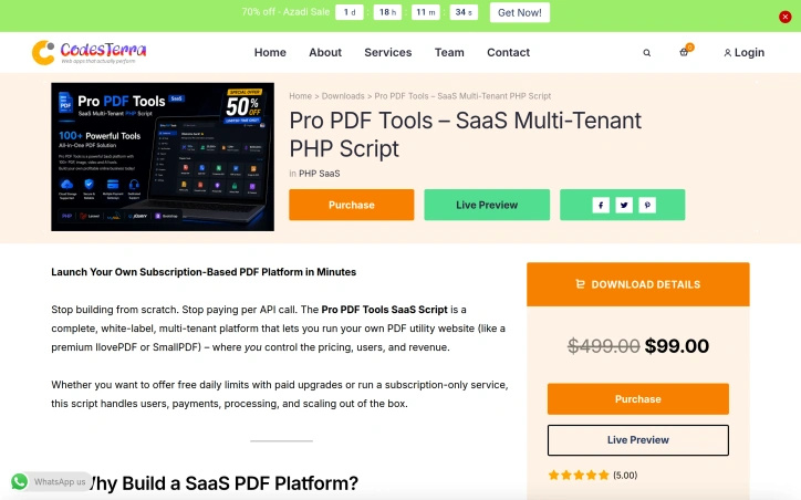 Preview of Pro PDF Tools – SaaS Multi-Tenant PHP Script