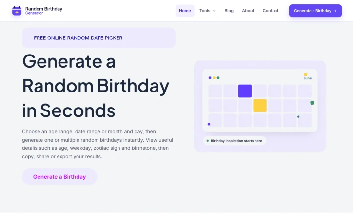 Preview of Random Birthday Generator