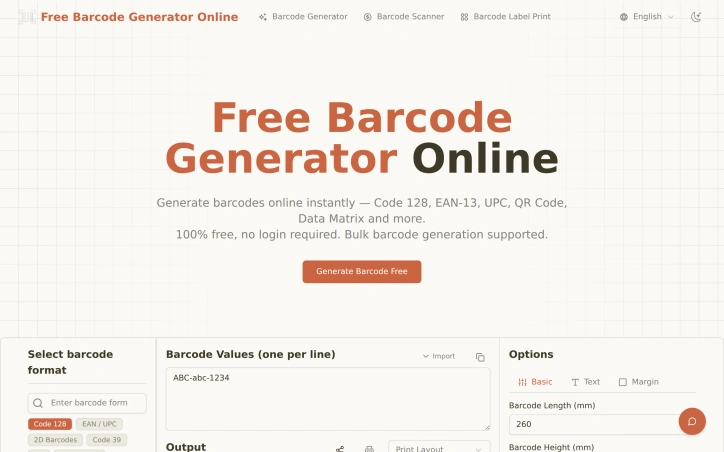 Preview of Barcode Generator