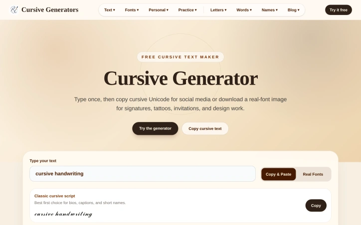 Preview of Cursive Generator