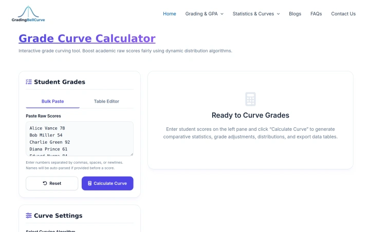 Preview of Grade Curve Calculator