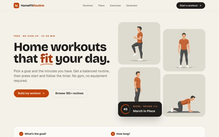 HomeFitRoutine preview