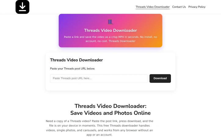 Preview of Threads Video Downloader