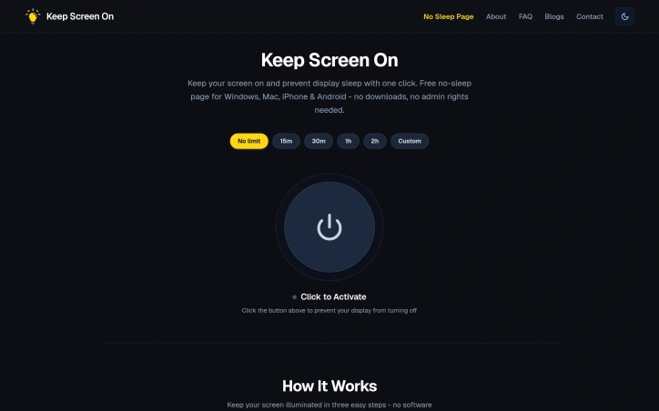 Preview of Keep Screen On