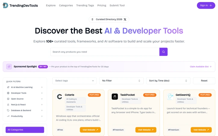 TrendingDevTools preview