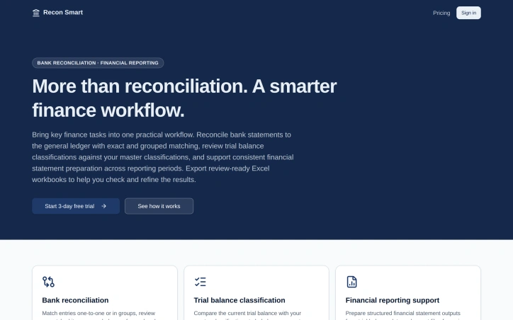 Preview of Recon Smart by Finora Solutions