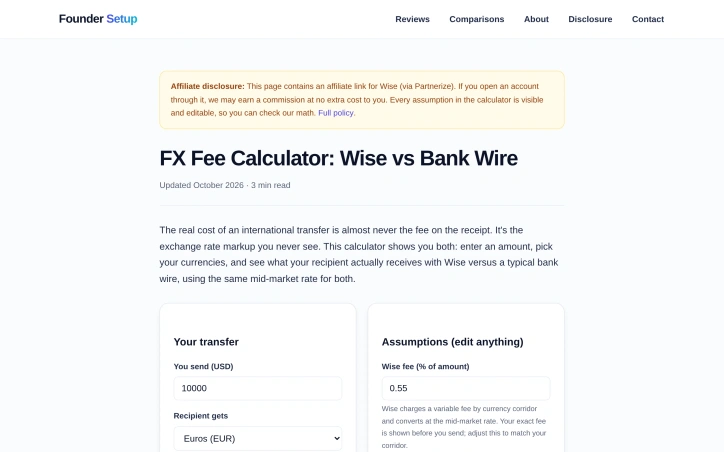 Preview of FX Fee Calculator