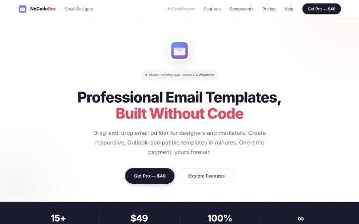 Preview of Email Designer by NoCodeDoc — Build Professional Emails Without Code