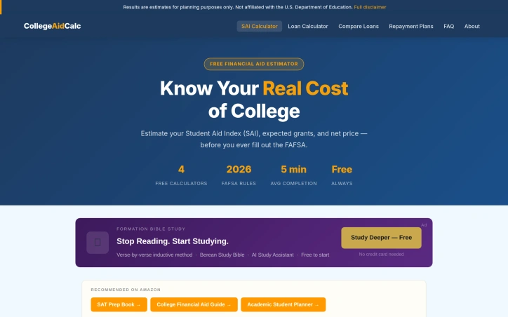 Preview of CollegeAidCalc