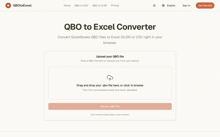 Preview of QBO to Excel Converter