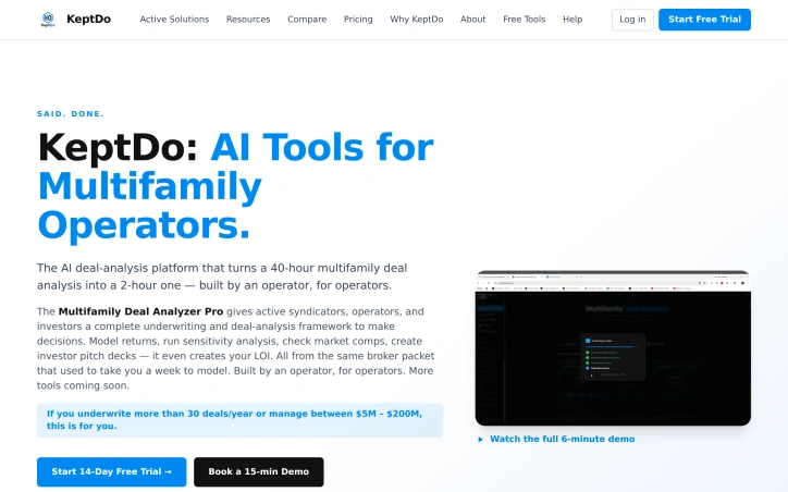 KeptDo Multifamily Deal Analyzer Pro preview