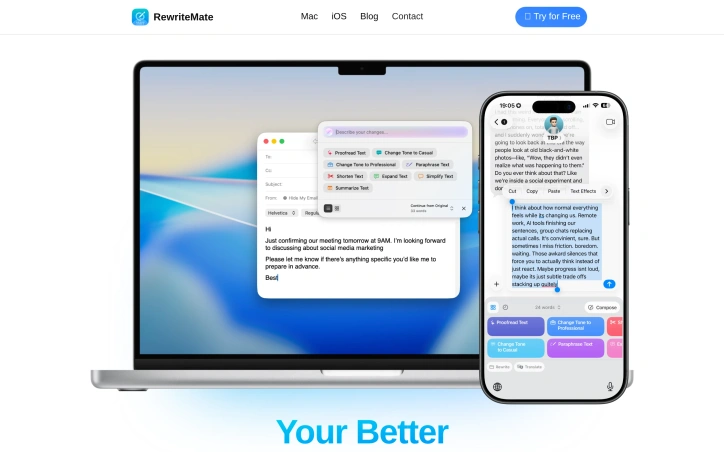 Preview of RewriteMate AI Keyboard