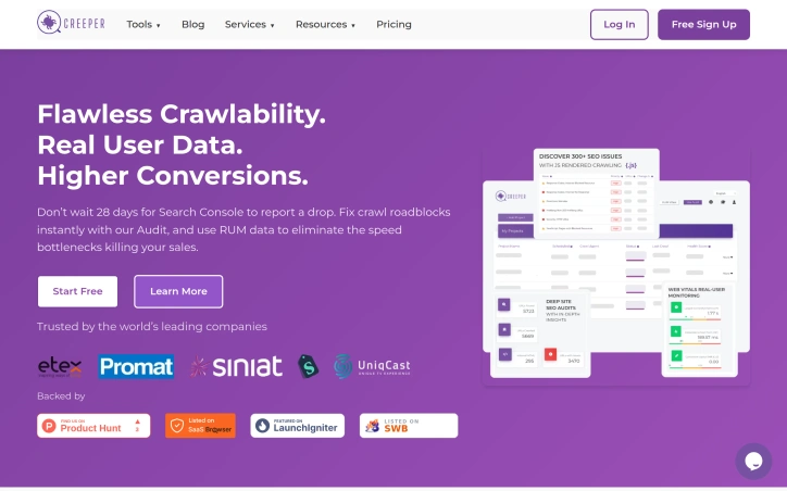 Preview of Creeper SEO Audit – Technical SEO & Real User Monitoring