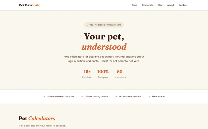 Preview of PetPawCalc