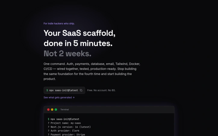 SaaS scaffold preview